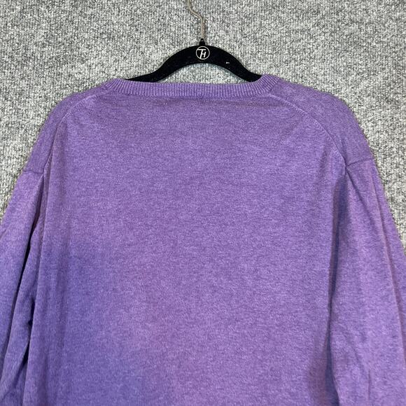 Gant Sweater Mens Large Purple Vneck Long Sleeve Pullover Grandpa Stretch - Picture 9 of 9